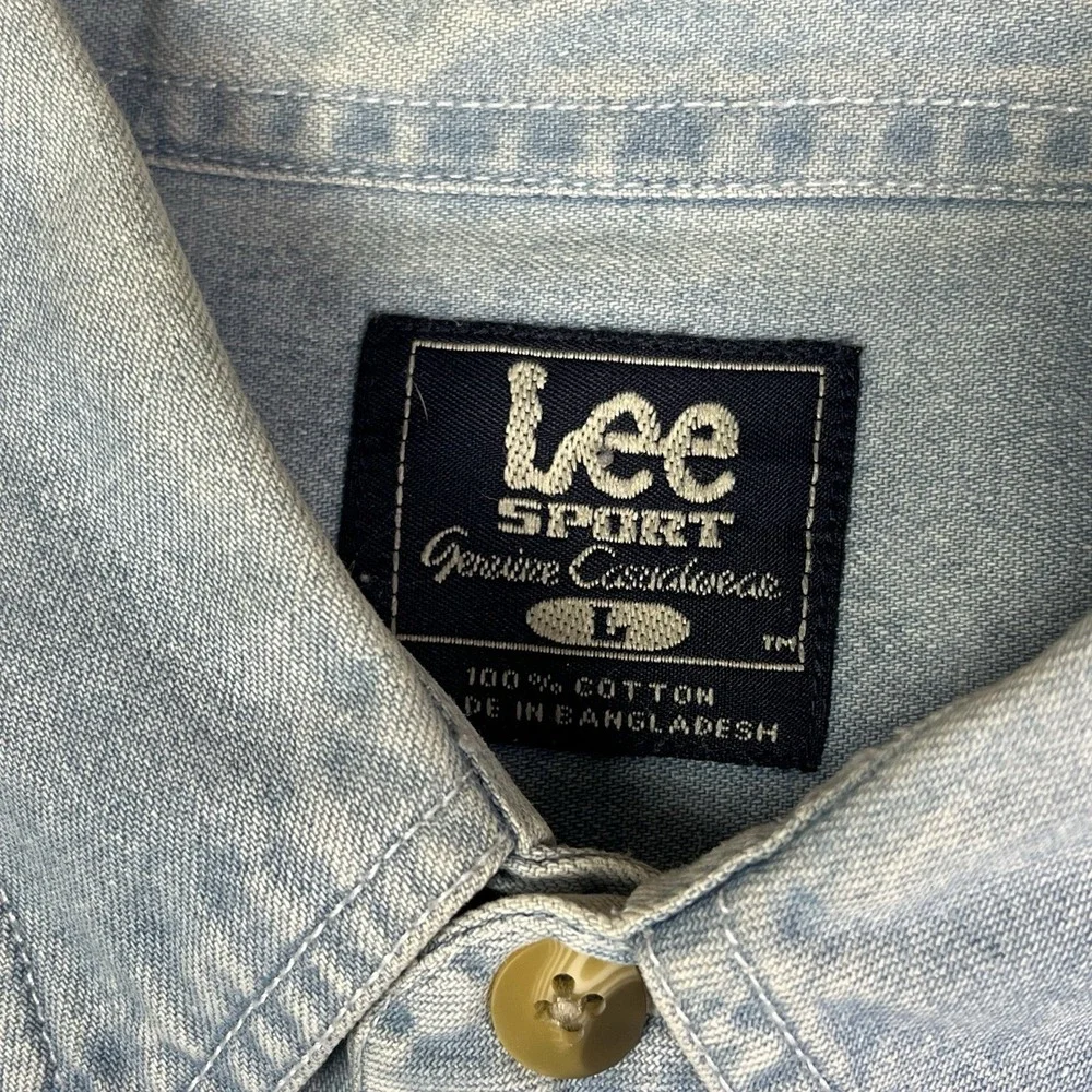 Vintage 90s Denim‎ Button Up Minnesota Vikings Football Shirt Lee Sport Men's L
